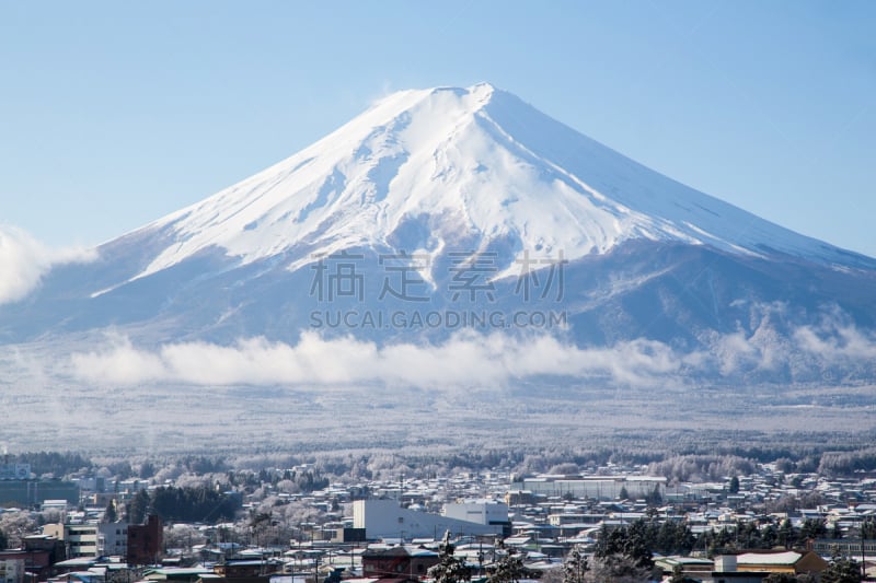 富士山,富士吉田,日本,冬天,箱根园,曙暮光,雪,著名景点,箱根湿地植物园,湖