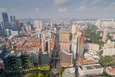 都市风景,新加坡市,城市天际线,航拍视角,市区,宽的,中环,天空,克拉码头,水平画幅