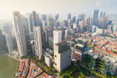 都市风景,新加坡市,城市天际线,航拍视角,市区,宽的,中环,天空,克拉码头,水平画幅
