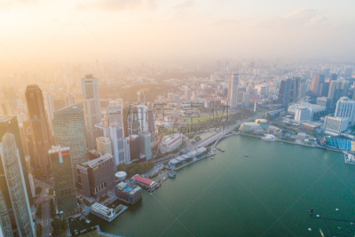 都市风景,新加坡市,城市天际线,航拍视角,市区,中环,宽的,天空,夜晚,市区路
