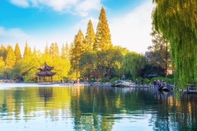 杭州,风景,俄亥俄河,西湖,水,天空,夏天,光,湖