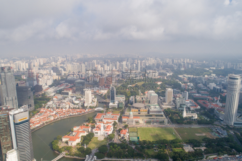 都市风景,新加坡市,城市天际线,航拍视角,市区,中环,宽的,天空,夜晚,市区路