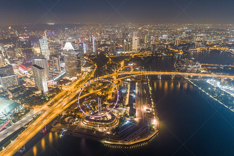 都市风景,城市天际线,市区,新加坡市,航拍视角,宽的,中环,新加坡河,城市生活,新加坡