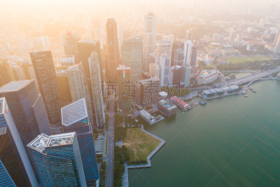都市风景,新加坡市,城市天际线,航拍视角,市区,中环,宽的,天空,克拉码头,水平画幅