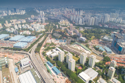 都市风景,新加坡市,城市天际线,航拍视角,市区,中环,宽的,天空,夜晚,市区路