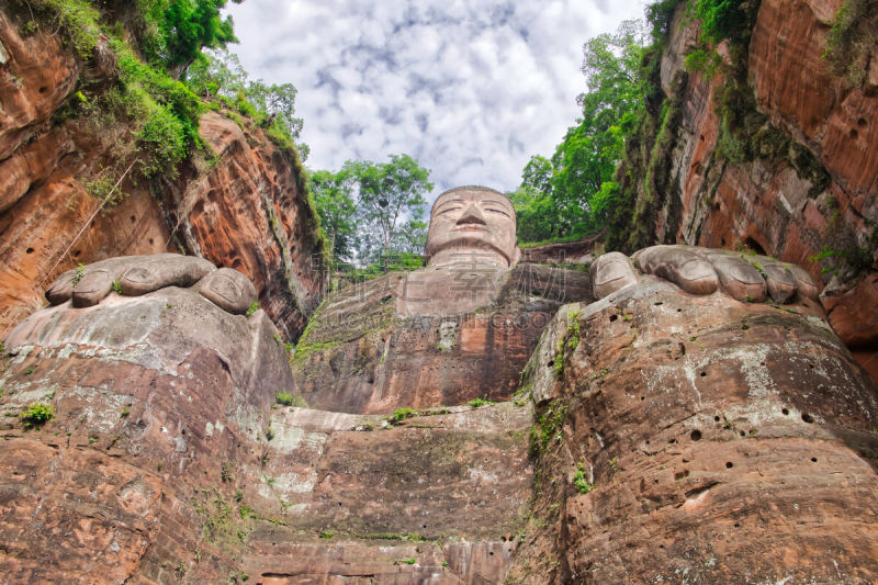 乐山大佛,风景,佛,旅行者,户外,著名景点,传统,古代文明,建筑