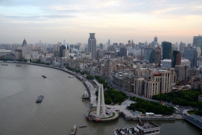 上海,全景,外滩,纪念碑,天空,水平画幅,云,无人,黄浦江,东亚