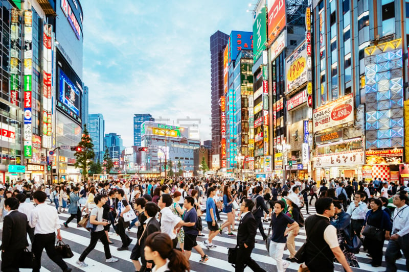 东京,斑马线,新宿区,商务,人群,群众,街道,拥挤的,日落,购物