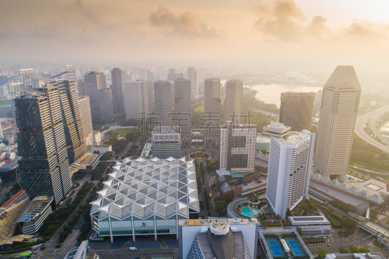 都市风景,新加坡市,城市天际线,航拍视角,市区,中环,宽的,天空,克拉码头,水平画幅