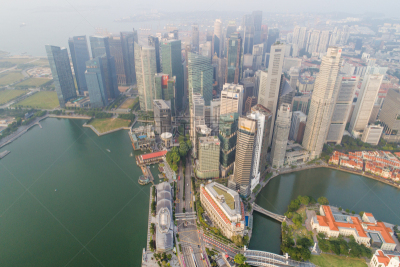 都市风景,新加坡市,城市天际线,航拍视角,市区,中环,宽的,天空,克拉码头,水平画幅