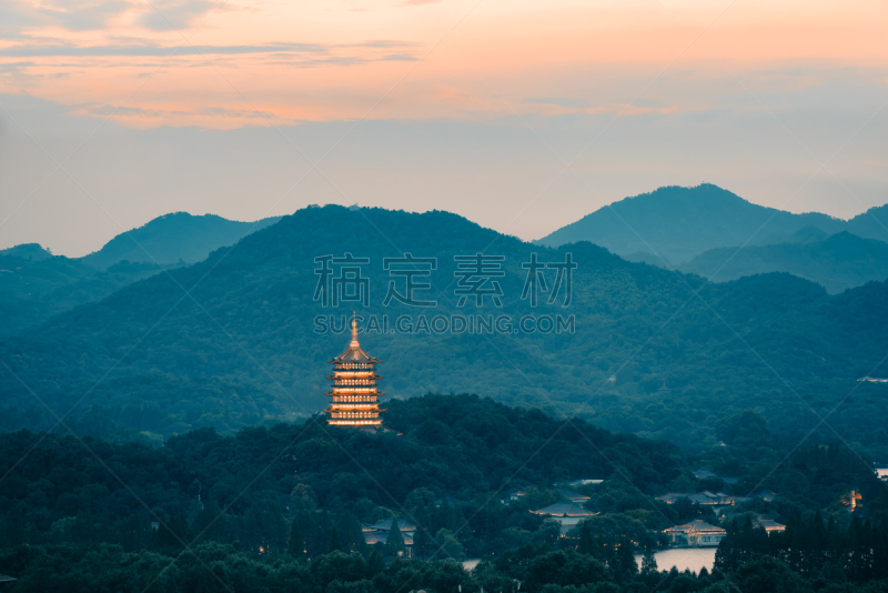 都市风景,杭州,著名景点,雷峰宝塔,商业金融和工业,湖,2018,户外,天空,建筑