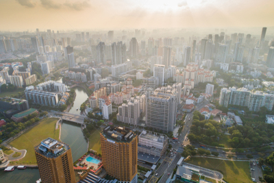 都市风景,新加坡市,城市天际线,航拍视角,市区,宽的,中环,天空,夜晚,市区路