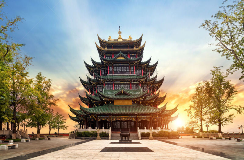 远古的,建筑,重庆,寺庙,宝塔,派克大街,地形,户外,石材,玻璃
