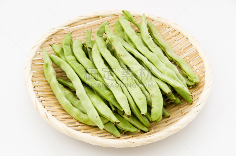 青豆,白色背景,漏勺,平坦的,笋,蔬菜,天麸罗,清新,竹筒,食品