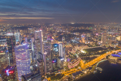 新加坡市,航拍视角,游艇码头,滨海湾 ,城市天际线,金融,全景,横截面,全部,建筑外部