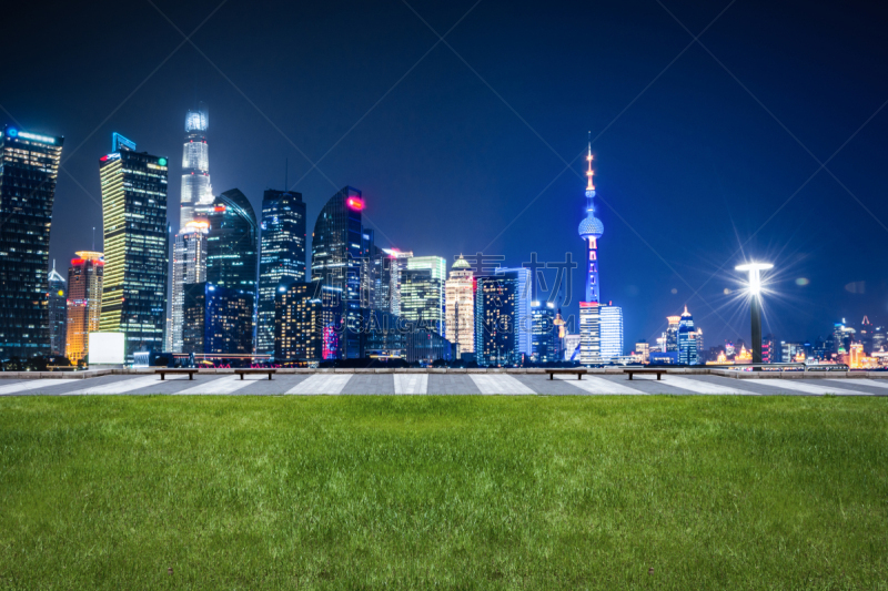 夜晚,上海,办公室,水,天空,水平画幅,无人,户外,浦东,滨水