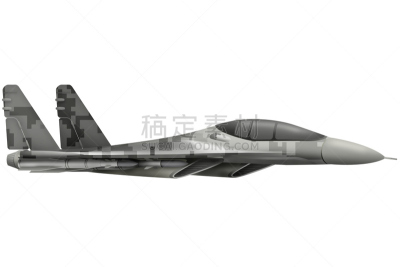 fighter, interceptor flying with pixel grey camouflage with fictional design - isolated object on white background. 3d illustration