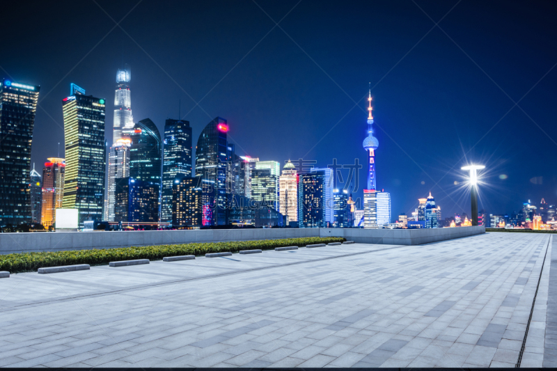夜晚,上海,办公室,水,天空,水平画幅,无人,户外,浦东,滨水