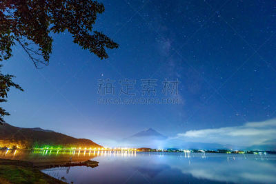 富士山,星系,夜晚,山,日本,银河系,暗色,云景,午夜,雪山