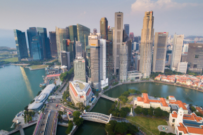 都市风景,新加坡市,城市天际线,航拍视角,市区,宽的,中环,天空,夜晚,市区路