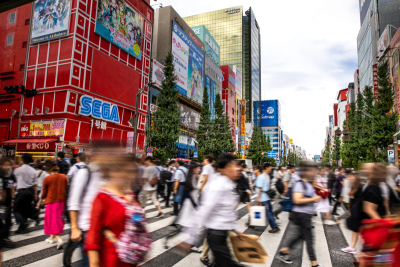 东京,街道,横越,秋叶原,人,拥挤的,电,城镇,市区路,忙碌
