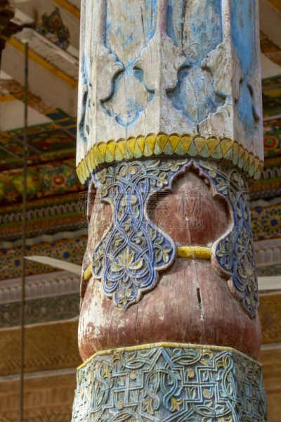 清真寺,木制,雕刻物,中国,柱子,身体绘画,垂直画幅,外立面,建筑,瓷砖