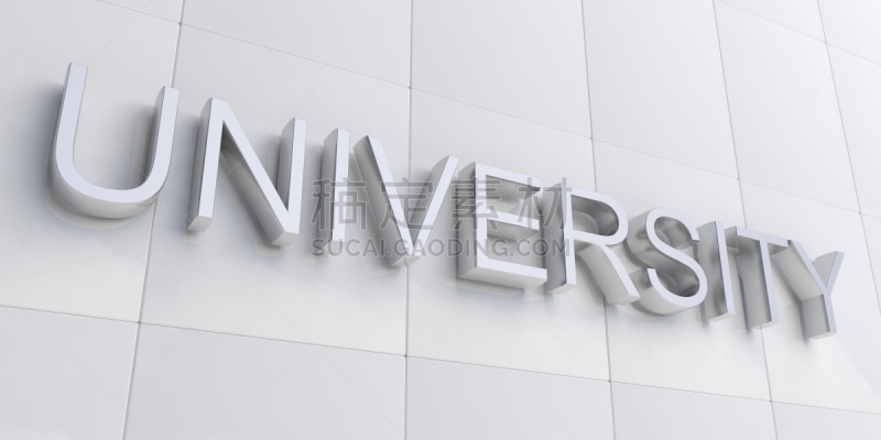 3d rendering university sign on white facade