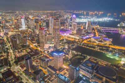 新加坡市,城市天际线,航拍视角,游艇码头,滨海湾 ,金融,全景,中环,建筑外部,全部