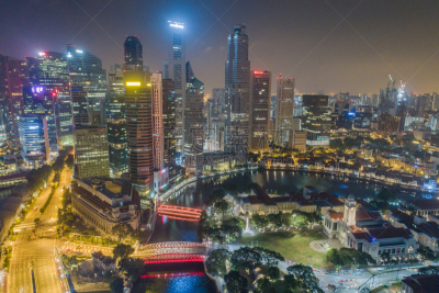 都市风景,新加坡市,城市天际线,航拍视角,市区,中环,宽的,天空,克拉码头,水平画幅