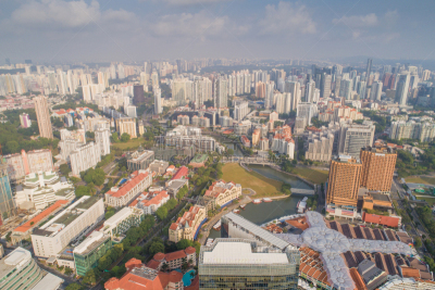 都市风景,新加坡市,城市天际线,航拍视角,市区,宽的,中环,天空,克拉码头,水平画幅
