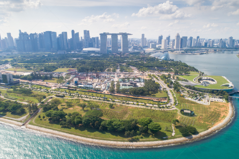 新加坡市,城市天际线,航拍视角,游艇码头,滨海湾 ,金融,全景,横截面,全部,建筑外部