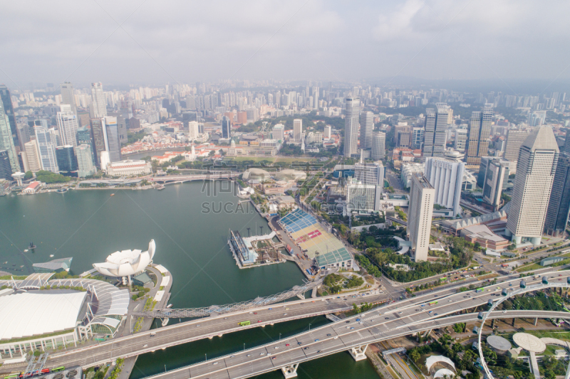 都市风景,新加坡市,城市天际线,航拍视角,市区,中环,宽的,天空,夜晚,市区路