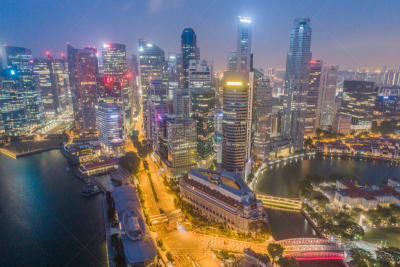都市风景,新加坡市,城市天际线,航拍视角,市区,宽的,中环,天空,克拉码头,水平画幅