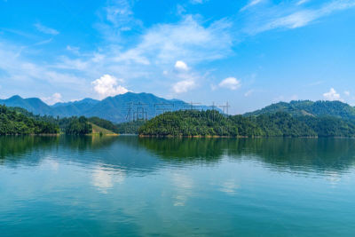 风景,浙江省,自然美,千岛湖,水,天空,美,水平画幅,夏天,水库