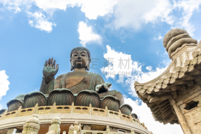 青铜,巨大的,佛,桨叉架船,天坛大佛,宝莲禅寺,圆柱全景,高大的,坐