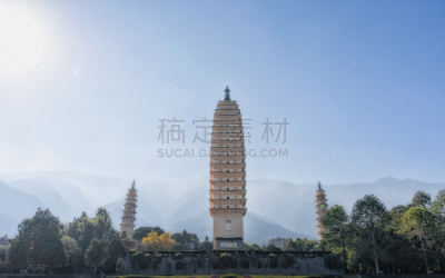 三个物体,云南省,大理,宝塔,正方形,角度,三角形,布置