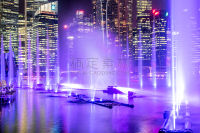 新加坡,照明设备,喷泉,滨海湾 ,商务,城市生活,现代,著名景点,河流,水湾