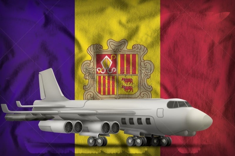 bomber on the Andorra state flag background. 3d Illustration