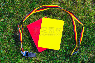 裁判,橄榄球,设备用品,口哨,红牌,水平画幅,无人,问题,户外,草