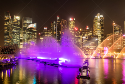 新加坡,照明设备,喷泉,滨海湾 ,商务,城市生活,现代,著名景点,河流,水湾