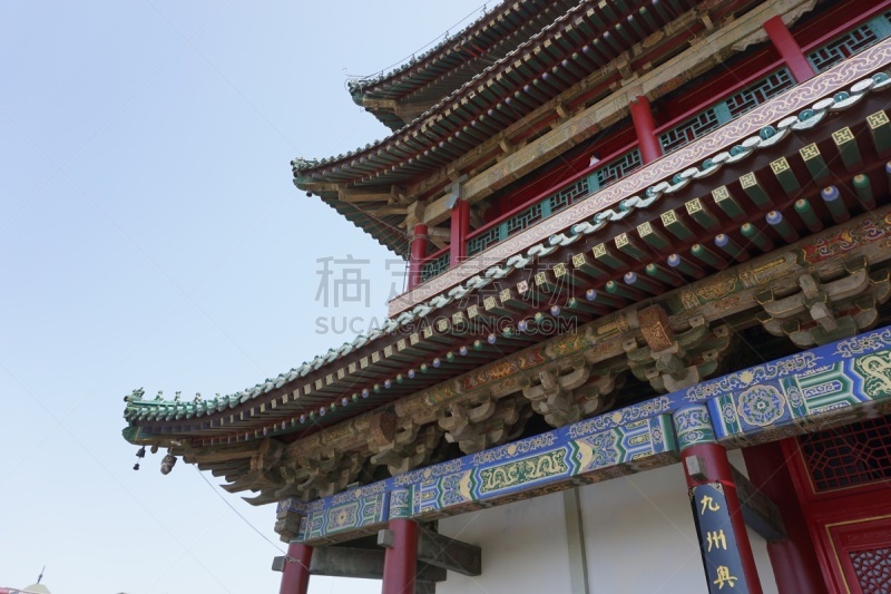 西安,钟楼,远古的,建筑外部,图像,艺术,著名景点,无人,旅游目的地,屋顶横梁