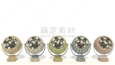 多色的,白色背景,式样,成一排,留白,扇子,五个物体,40-80年代风格复兴,分离着色,看台