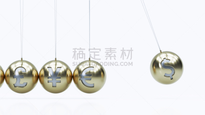 牛顿碰撞球,白色背景,金色,商务,球体,背景分离,策略,平衡,欧元符号,想法