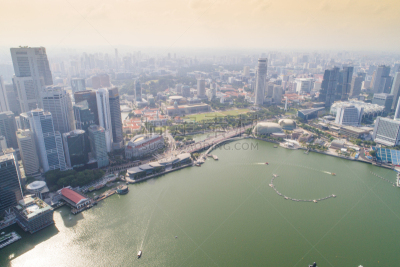 都市风景,新加坡市,城市天际线,航拍视角,市区,中环,宽的,天空,克拉码头,水平画幅