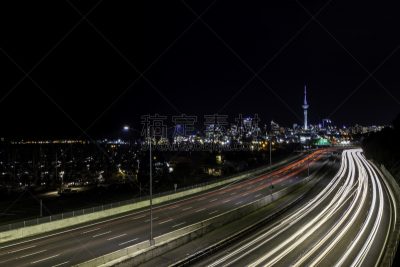 奥克兰,城市,夜晚,城市生活,照明设备,汽车,交通,迅速,黄昏,光轨