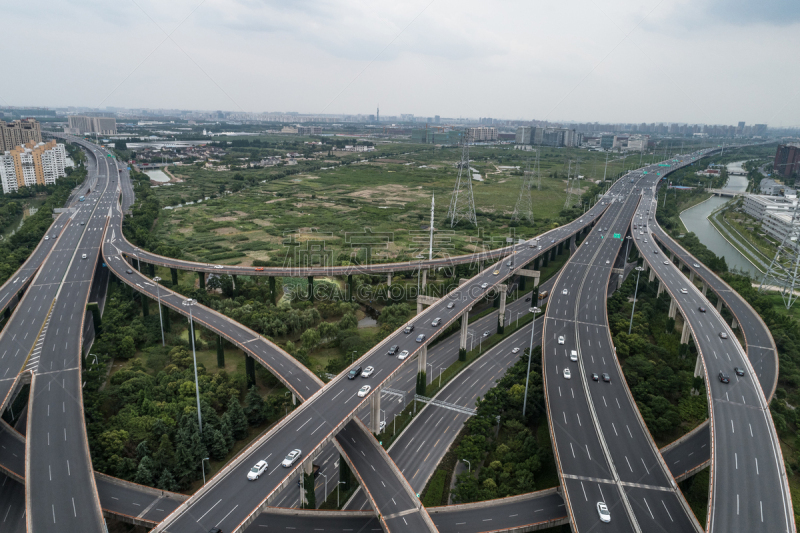 公路,高架道路,航拍视角,卡车,汽车,交通,现代,无人机,商业金融和工业,户外