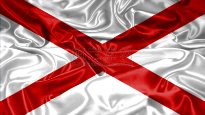 Alabama State flag on silk and satin