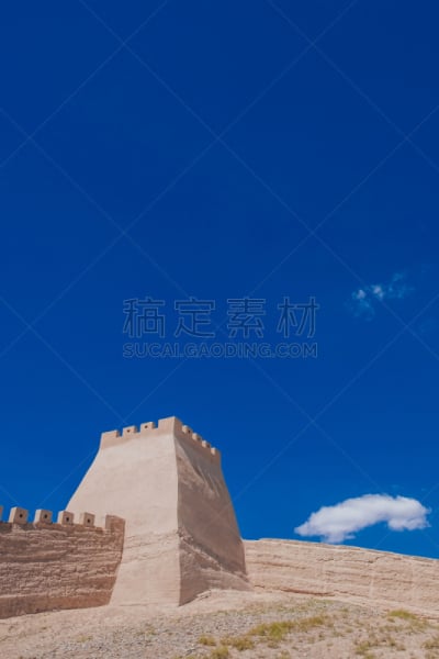 天空,蓝色,塔,围墙,嘉峪关市,在下面,山口,角落,垂直画幅,纪念碑