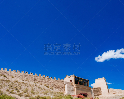 天空,蓝色,建筑外部,门楼,嘉峪关市,在下面,山口,纪念碑,水平画幅,无人