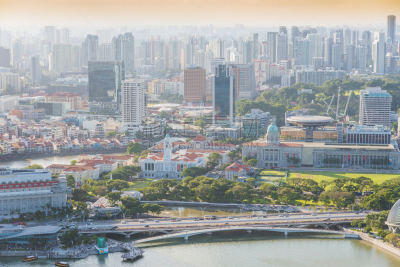 View of The skyline of Singapore downtown CBD
